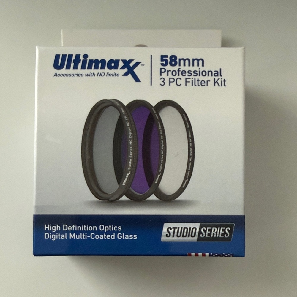 58mm Professional 3 PC Filter Kit - Black and Purple